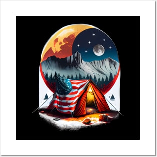 Adventure Awaits: Explore the Great Outdoors with Cool Hiking and Camping Motifs in the USA Posters and Art